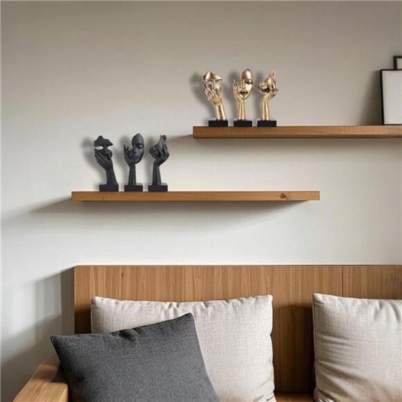 3 Pcs Thinker Small Statue Set - Golden Black Abstract Art Sculpture Modern - Picture 2 of 7